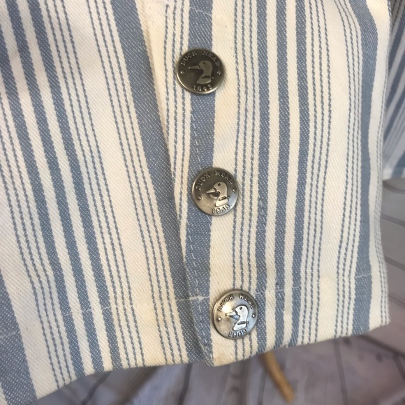 Blue White Striped Duck Head Cotton Spandex Blazer Jacket Large - Picture 7 of 8